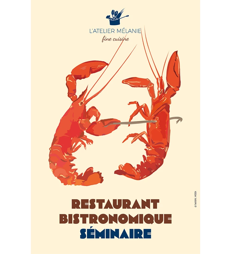 Affiche illustrée L'Atelier Mélanie