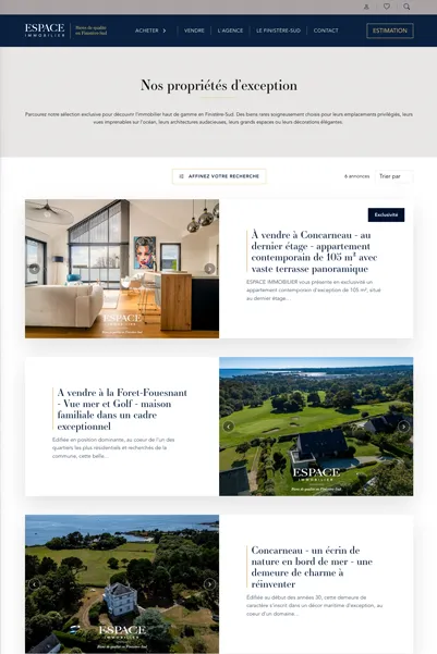 Gwendal Hasson, web design du site Espace Immobilier Concarneau